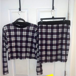 2pc PLUS PLAID SKIRT SET